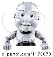 Clipart Of A 3d Baby Robot Over A Sign Royalty Free CGI Illustration