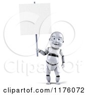 Clipart Of A 3d Baby Robot Holding A Sign Royalty Free CGI Illustration