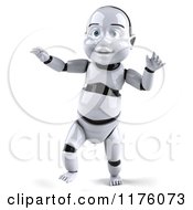 Clipart Of A 3d Baby Robot Walking 2 Royalty Free CGI Illustration