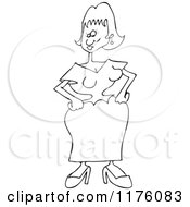 Cartoon Of An Outlined Woman With A Tiny Waist Royalty Free Vector Clipart