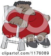 Cartoon Of A Circus Freak Black Fat Lady Sitting In A Chair Royalty Free Vector Clipart by djart