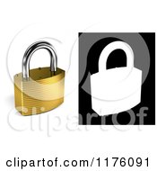 Poster, Art Print Of 3d Locked Gold Padlock With Alpha Mask