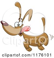 Cartoon Of A Goofy Brown Dog Running Royalty Free Vector Clipart by yayayoyo