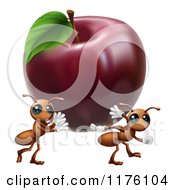 Poster, Art Print Of Worker Ants Carrying Away A Red Apple
