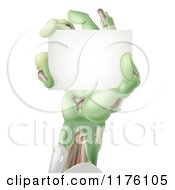 Cartoon Of A Zombie Hand Holding A Sign Royalty Free Vector Clipart
