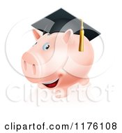 Happy Piggy Bank Wearing A Graduation Cap