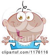 Cartoon Of A Happy Black Baby Boy With Open Arms Royalty Free Vector Clipart