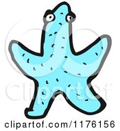 Cartoon Of An Aquamarine Starfish Royalty Free Vector Illustration by lineartestpilot