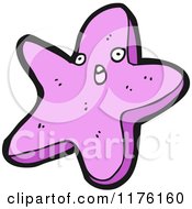 Cartoon Of A Purple Starfish Royalty Free Vector Illustration
