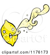 Cartoon Of A Lemon Squirting Its Juice Royalty Free Vector Illustration by lineartestpilot