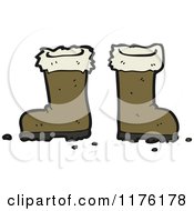 Cartoon Of A Pair Of Brown Boots Royalty Free Vector Illustration by lineartestpilot