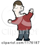 Cartoon Of A Man Wearing A Red Sweater Singing Royalty Free Vector Illustration