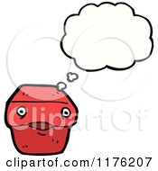 Cartoon Of A Red Box With A Thought Bubble Royalty Free Vector Illustration