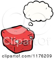 Cartoon Of A Red Box With A Thought Bubble Royalty Free Vector Illustration by lineartestpilot