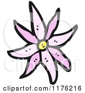 Cartoon Of A Purple And White Flower Royalty Free Vector Illustration