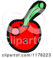 Cartoon Of A Cherry With A Stem Royalty Free Vector Illustration by lineartestpilot