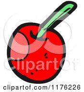 Cartoon Of A Cherry With A Stem Royalty Free Vector Illustration