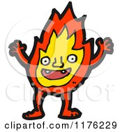 Cartoon Of Walking Fire Royalty Free Vector Illustration by lineartestpilot