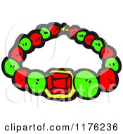 Cartoon Of A Red And Green Necklace Royalty Free Vector Illustration
