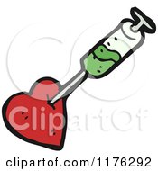 Cartoon Of A Syringe In The Heart Royalty Free Vector Illustration