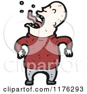 Cartoon Of A Bald Man Wearing A Red Sweater Sticking Out His Tongue Royalty Free Vector Illustration by lineartestpilot
