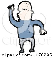 Cartoon Of A Bald Man Pointing While Wearing A Blue Sweater Royalty Free Vector Illustration by lineartestpilot