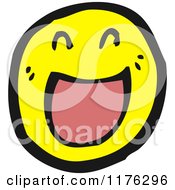 Cartoon Of A Yellow Emoticon Happy Face Royalty Free Vector Illustration by lineartestpilot