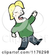 Cartoon Of A Man Wearing A Green Sweater Singing Royalty Free Vector Illustration by lineartestpilot