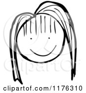 Cartoon Of A Stick Figure Girl With Long Hair Royalty Free Vector Illustration by lineartestpilot #COLLC1176310-0180