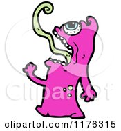 Cartoon Of A Scary Purple Alien Royalty Free Vector Illustration by lineartestpilot