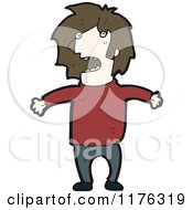 Cartoon Of A Man Wearing A Red Sweater With Shaggy Hair Royalty Free Vector Illustration by lineartestpilot