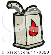 Cartoon Of A Grey Gas Can With Flame On The Side Royalty Free Vector Illustration