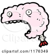 Cartoon Of A Yelling Pink Brain Royalty Free Vector Illustration