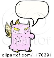 Poster, Art Print Of Pink Monster With Wings And A Conversation Bubble