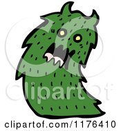 Poster, Art Print Of Green Horned Monster