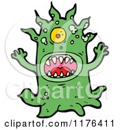 Cartoon Of A Green Tentacled Monster Royalty Free Vector Illustration