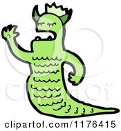 Cartoon Of Green Webbed Monster Royalty Free Vector Illustration