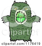 Poster, Art Print Of Green Horned Monster