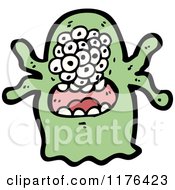 Cartoon Of A Green Tentacled Monster Royalty Free Vector Illustration