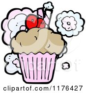 Cartoon Of A Cupcake Royalty Free Vector Illustration by lineartestpilot