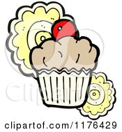Cartoon Of A Cupcake Royalty Free Vector Illustration