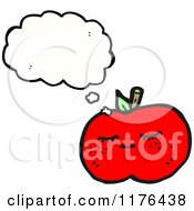 Cartoon Of An Apple With A Thought Bubble Royalty Free Vector Illustration