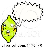 Cartoon Of A Lime With A Coversation Bubble Royalty Free Vector Illustration
