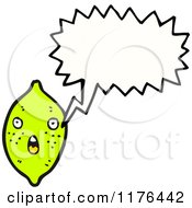 Cartoon Of A Lime With A Conversation Bubble Royalty Free Vector Illustration