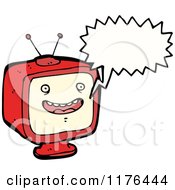 Cartoon Of A Television With A Conversation Bubble Royalty Free Vector Illustration by lineartestpilot