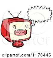 Cartoon Of A Television With A Conversation Bubble Royalty Free Vector Illustration by lineartestpilot