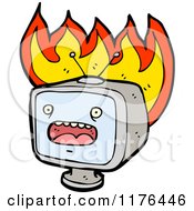Cartoon Of A Flaming TV Royalty Free Vector Illustration