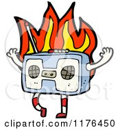 Cartoon Of A Flaming Boom Box Royalty Free Vector Illustration