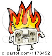 Cartoon Of A Flaming Boom Box Royalty Free Vector Illustration