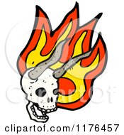 Poster, Art Print Of Horned Skull With Flames